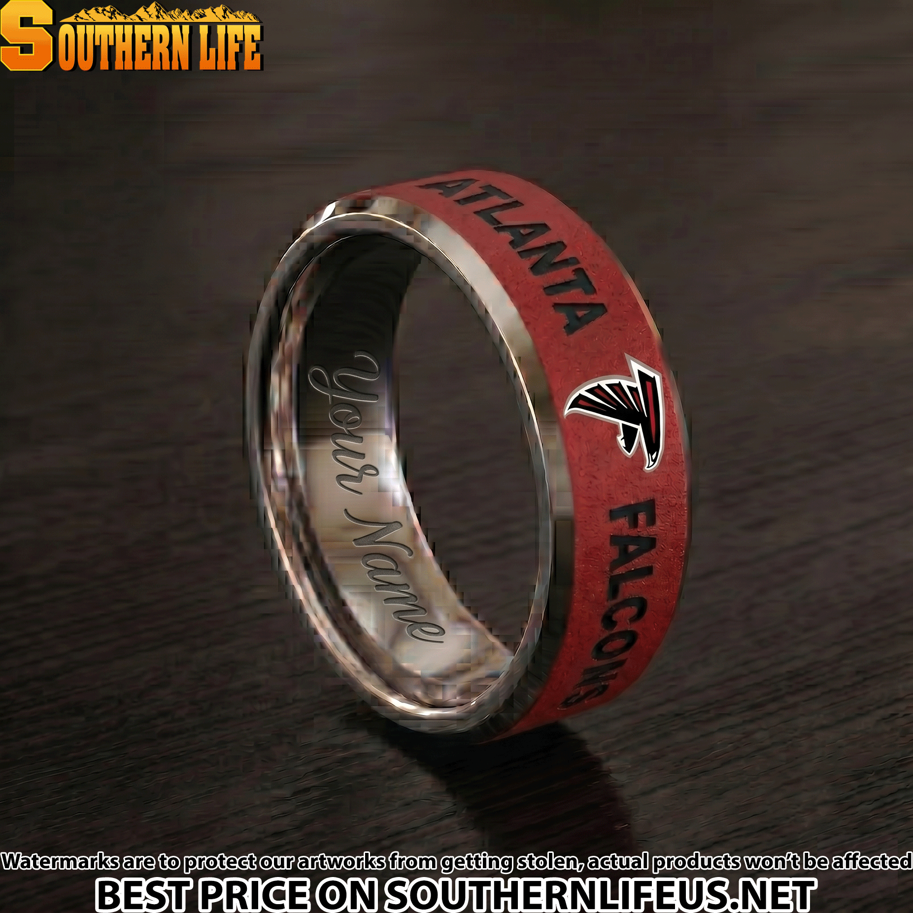31 Atlanta Falcons Premium Tungsten Carbide Ring - Engraved custom name - Image 2