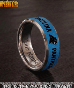 Alternative view of 15 Carolina Panthers Premium Tungsten Carbide Ring - Engraved custom name