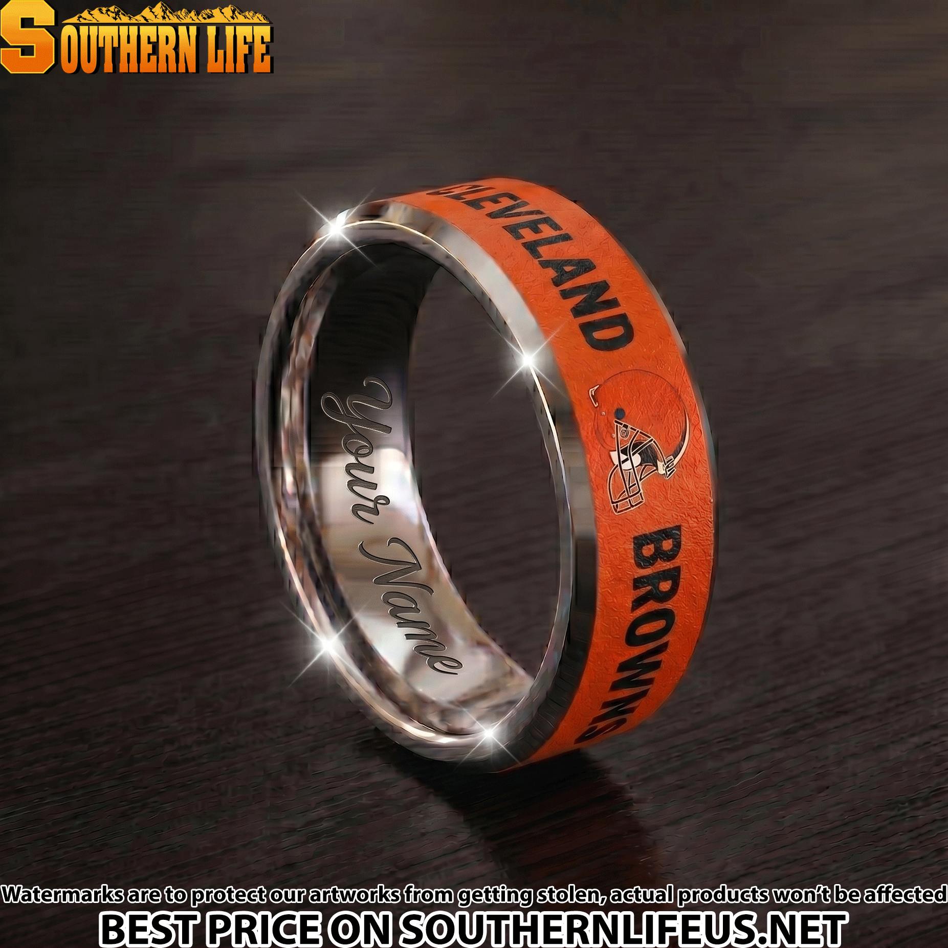 18 Cleveland Browns Premium Tungsten Carbide Ring - Engraved custom name - Image 2