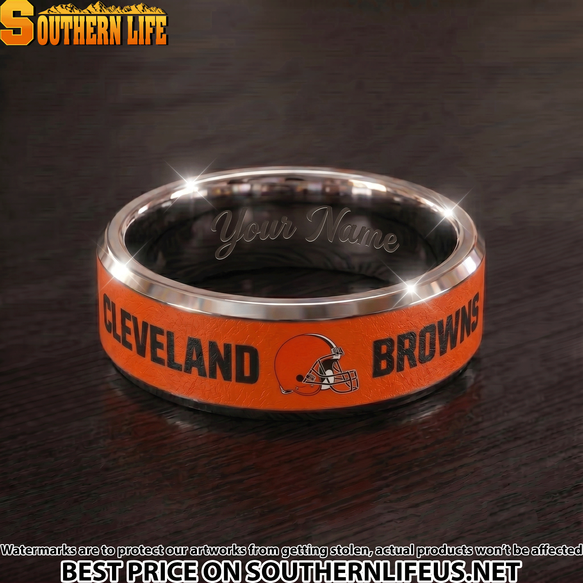 18 Cleveland Browns Premium Tungsten Carbide Ring - Engraved custom name