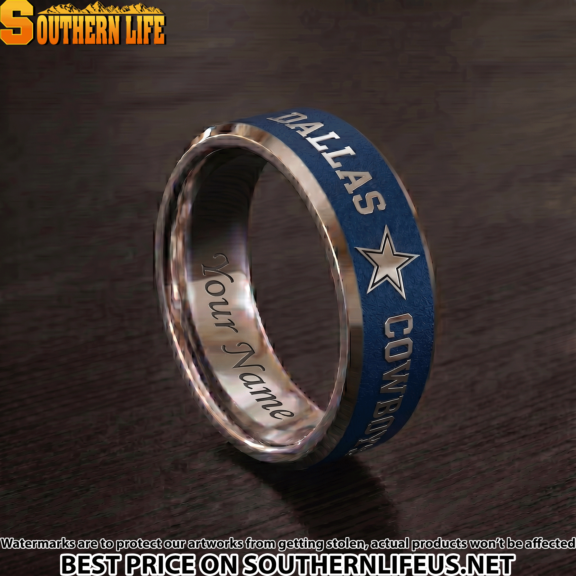 02 Dallas Cowboys Premium Tungsten Carbide Ring - Engraved custom name - Image 2