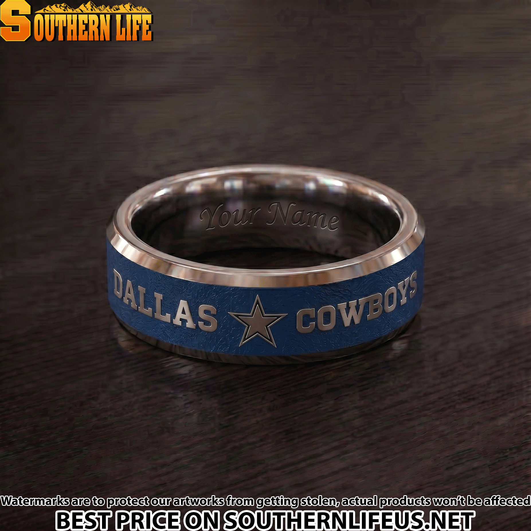 02 Dallas Cowboys Premium Tungsten Carbide Ring - Engraved custom name