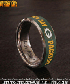 Alternative view of 12 Green Bay Packers Premium Tungsten Carbide Ring - Engraved custom name