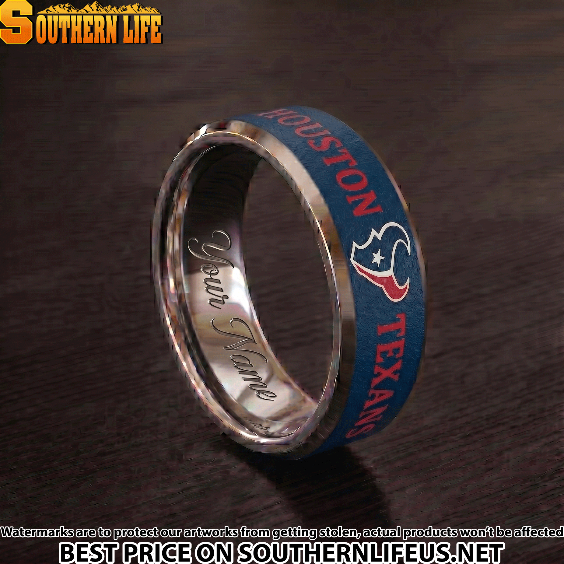 13 Houston Texans Premium Tungsten Carbide Ring - Engraved custom name - Image 2