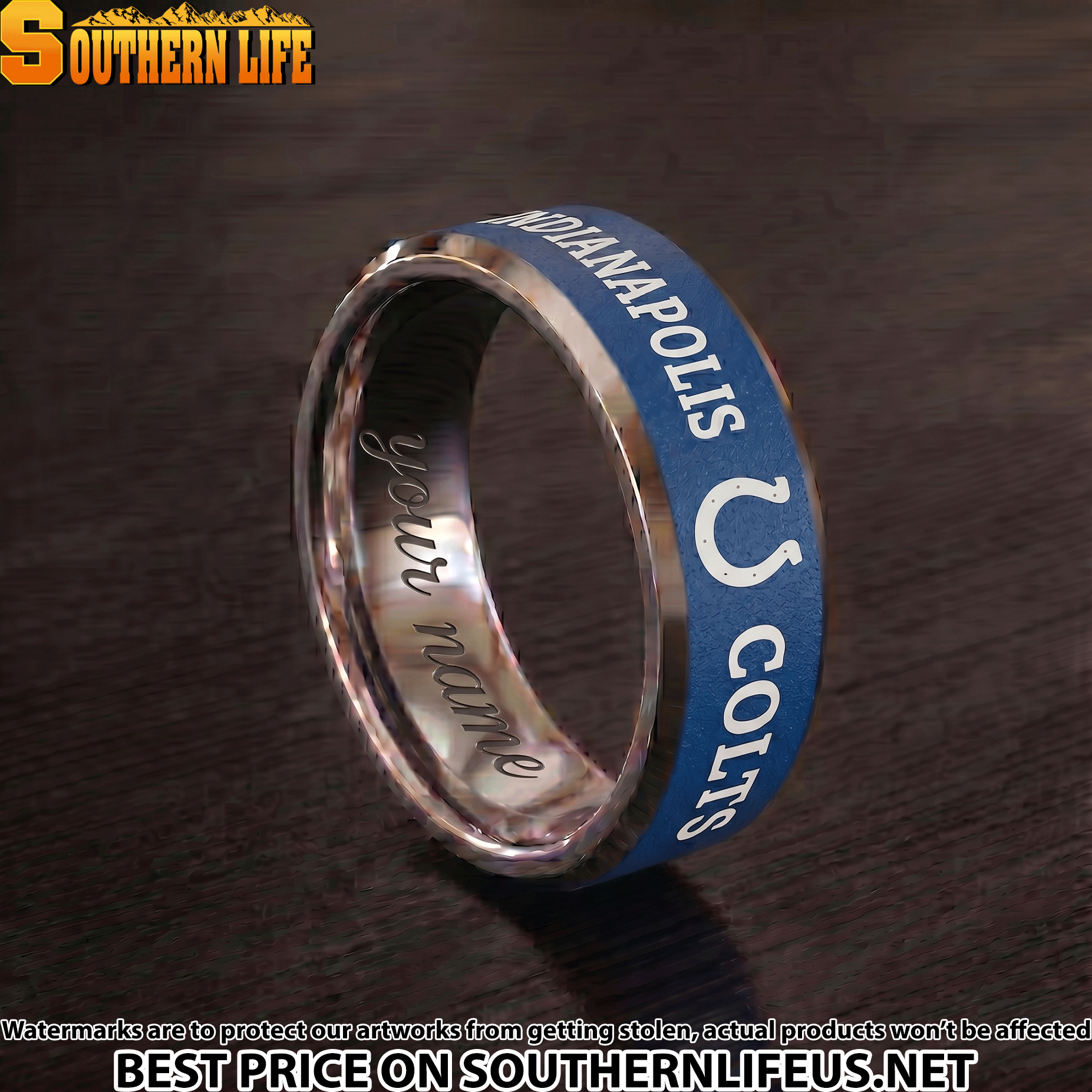 24 Indianapolis Colts Premium Tungsten Carbide Ring - Engraved custom name - Image 2
