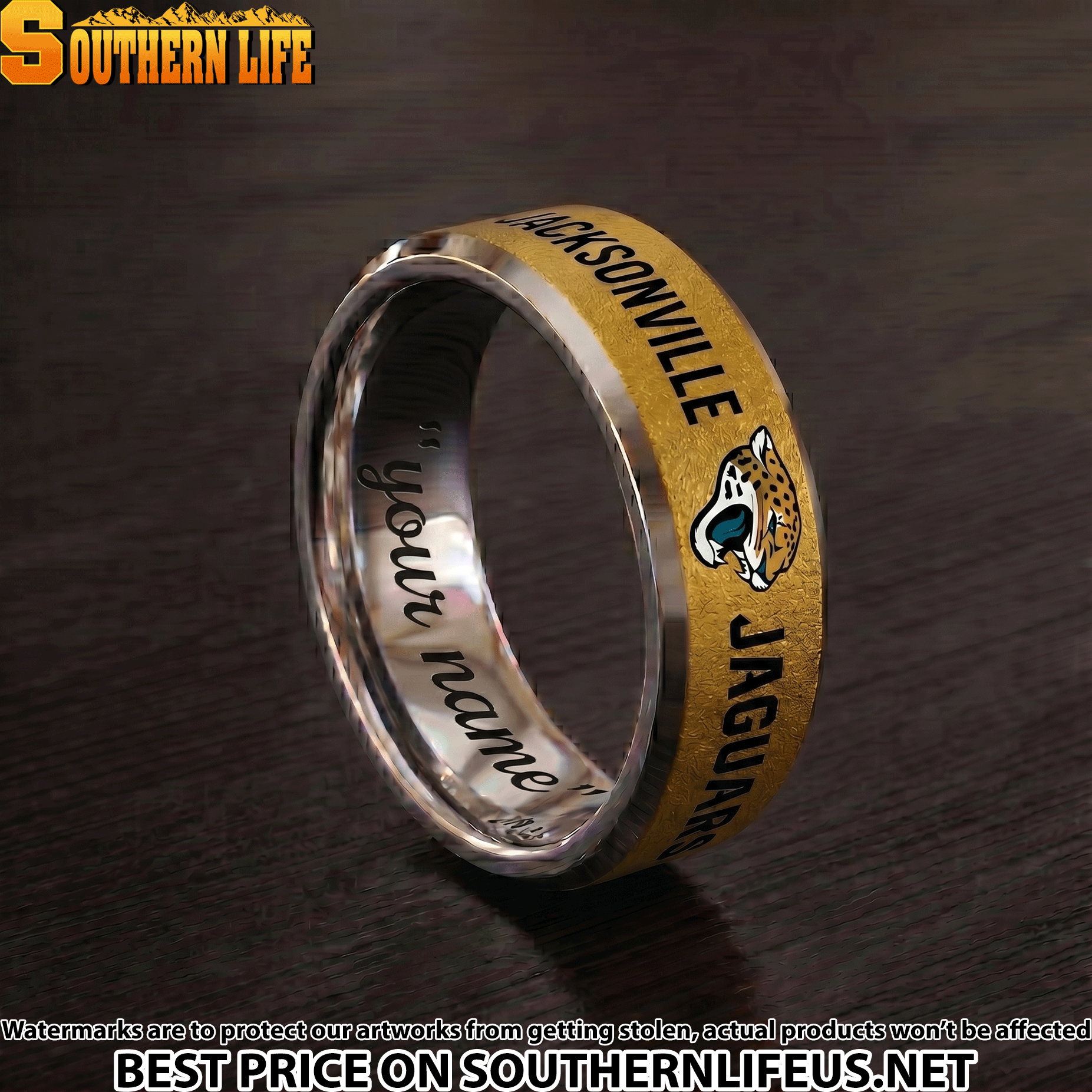 15 Jacksonville Jaguars Premium Tungsten Carbide Ring - Engraved custom name - Image 2