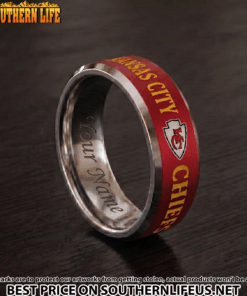 Alternative view of 01 Kansas City Chiefs Premium Tungsten Carbide Ring - Engraved custom name