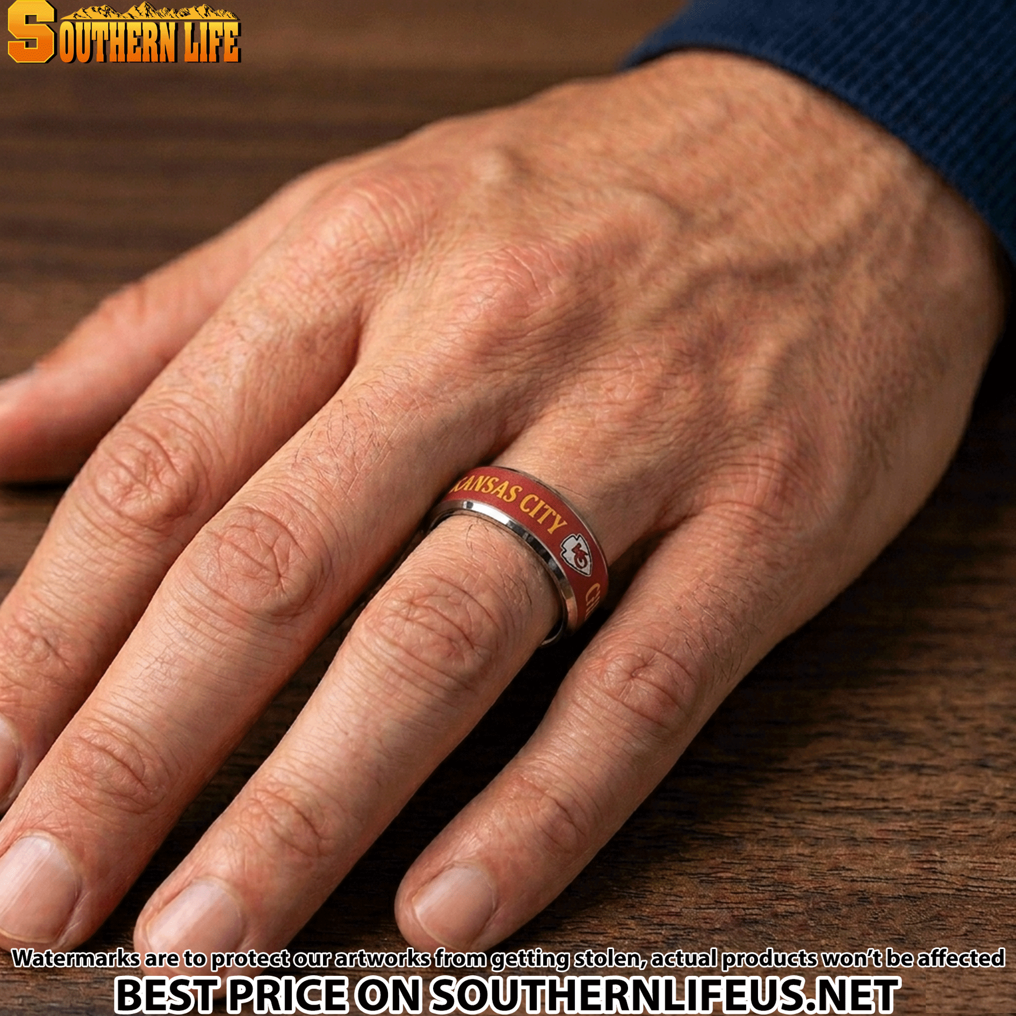 01 Kansas City Chiefs Premium Tungsten Carbide Ring - Engraved custom name - Image 3