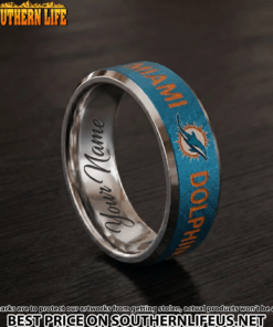 Alternative view of 08 Miami Dolphins Premium Tungsten Carbide Ring - Engraved custom name