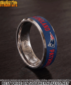 Alternative view of 19 New England Patriots Premium Tungsten Carbide Ring - Engraved custom name