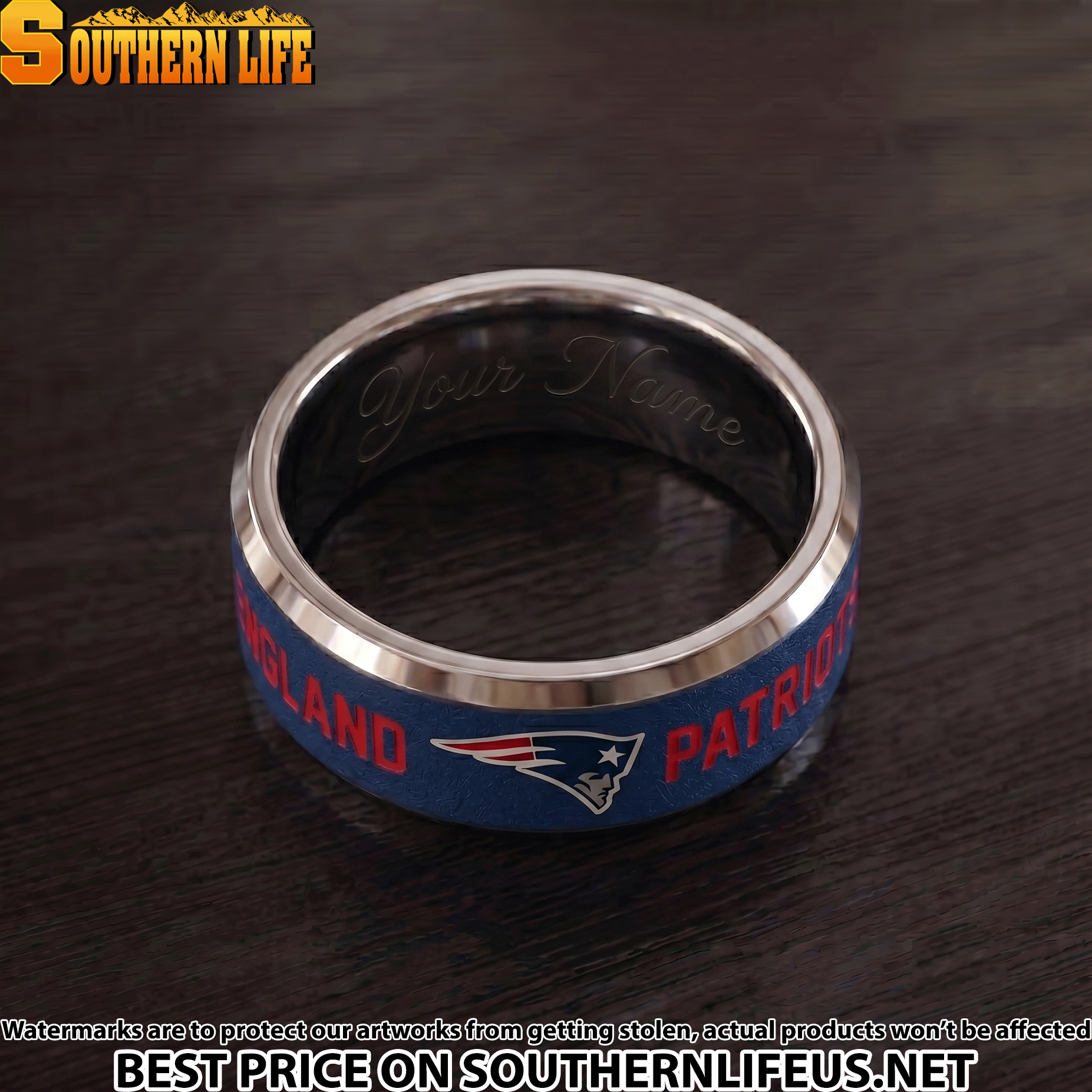 19 New England Patriots Premium Tungsten Carbide Ring - Engraved custom name