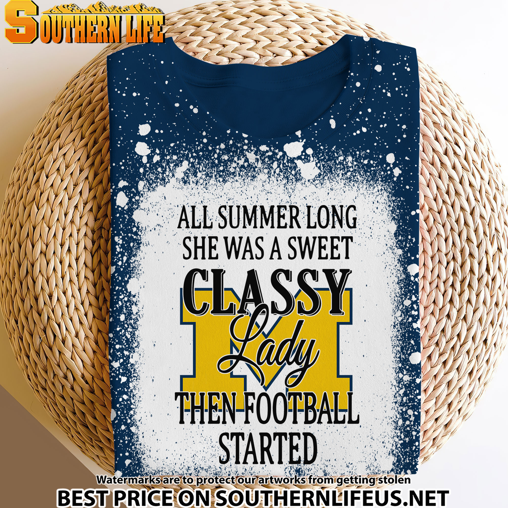 NCAA2A Michigan Wolverines Sweet And Classy Lady Bleached Women's Skater Dresses - Image 4