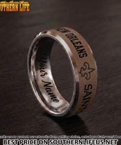 Alternative view of 20 New Orleans Saints Premium Tungsten Carbide Ring - Engraved custom name