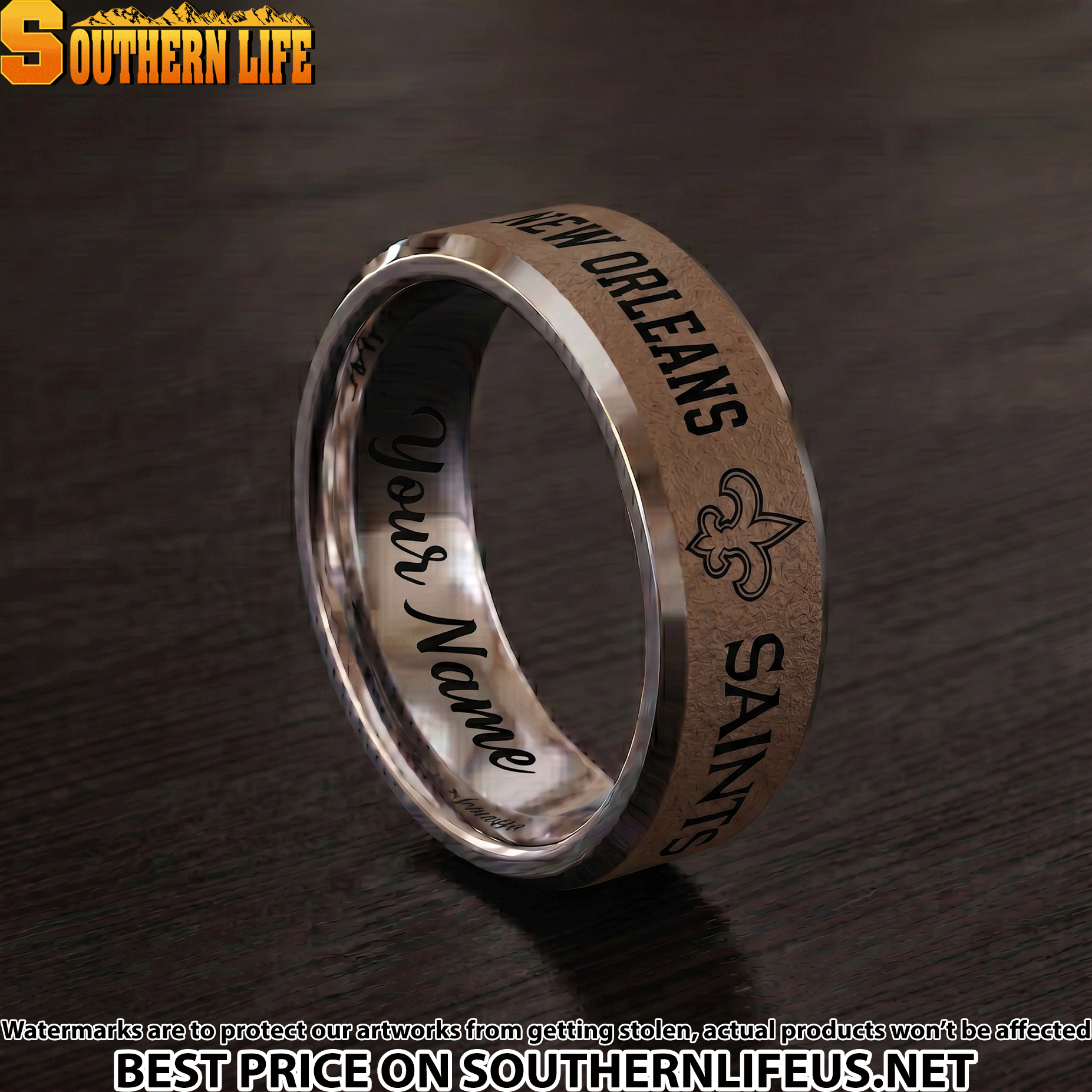 20 New Orleans Saints Premium Tungsten Carbide Ring - Engraved custom name - Image 2