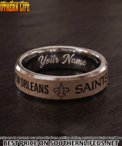 20 New Orleans Saints Premium Tungsten Carbide Ring - Engraved custom name