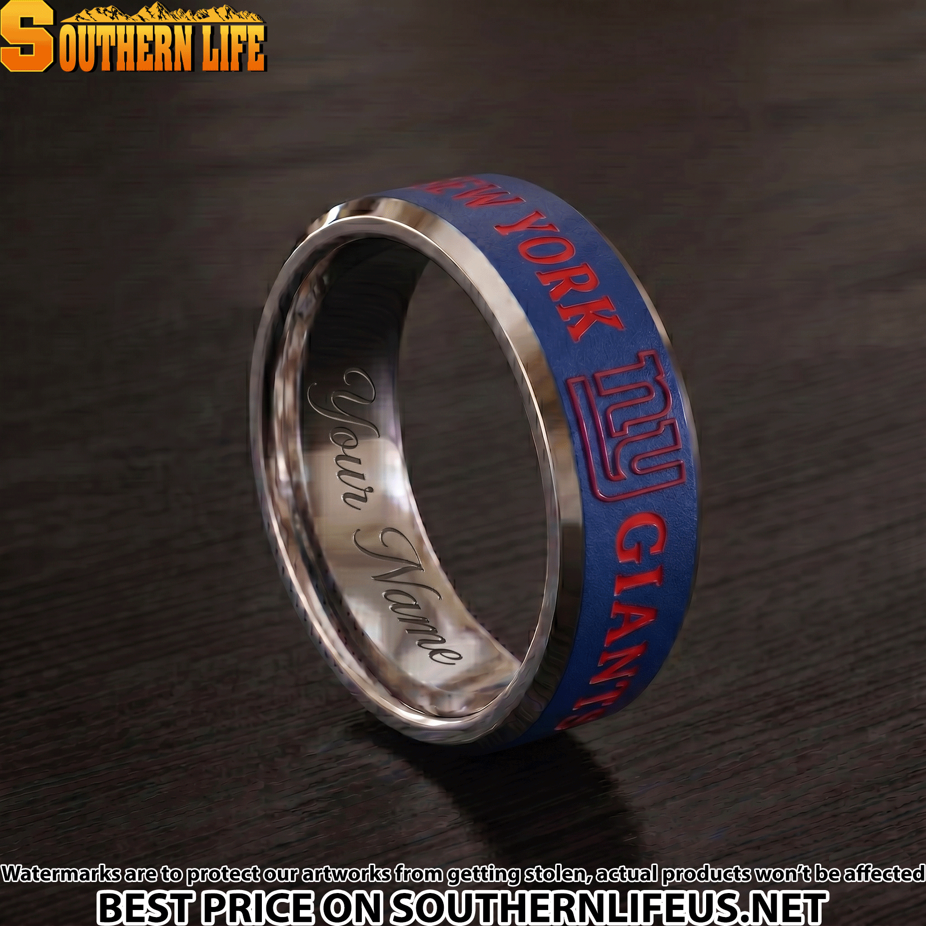 21 New York Giants Premium Tungsten Carbide Ring - Engraved custom name - Image 2