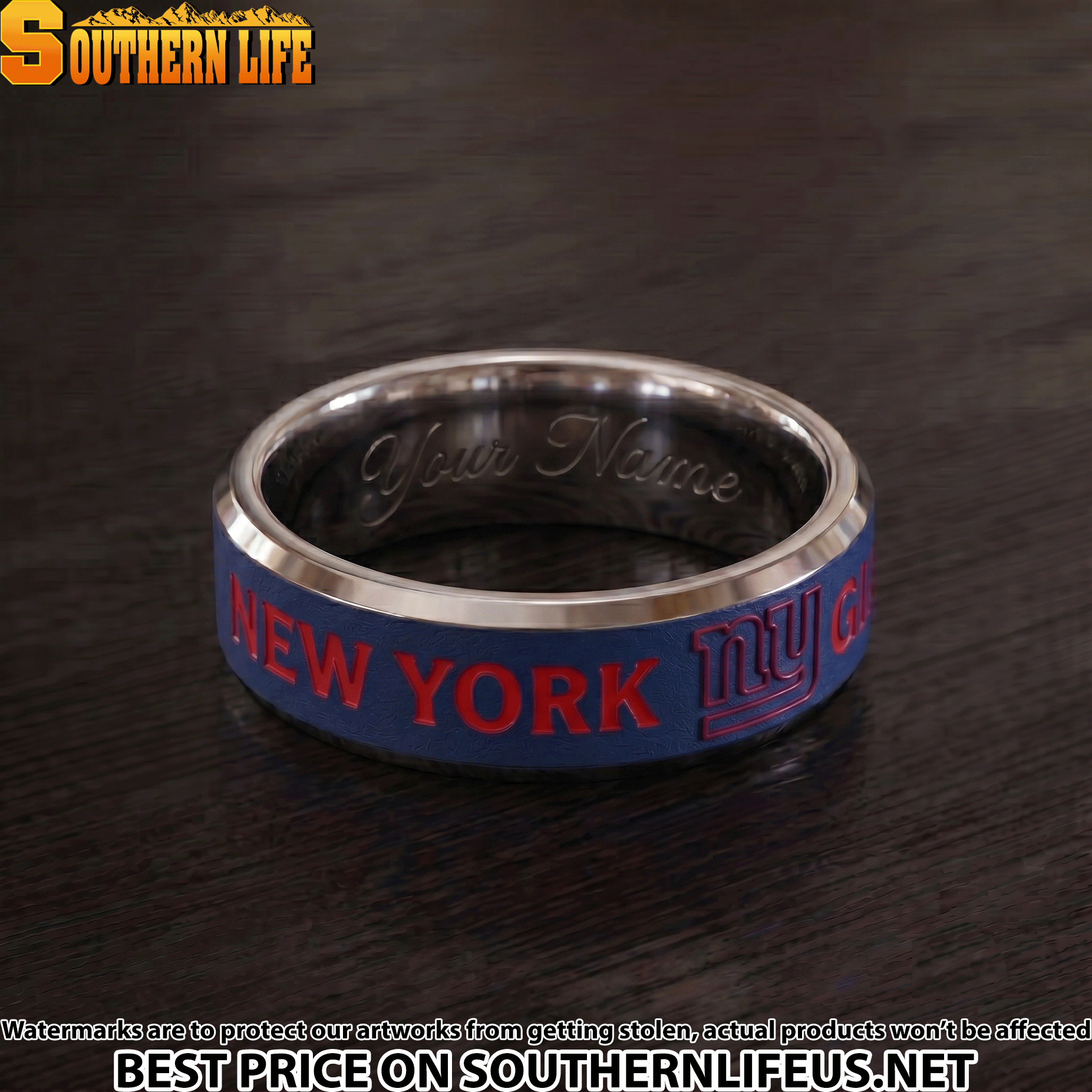 21 New York Giants Premium Tungsten Carbide Ring - Engraved custom name
