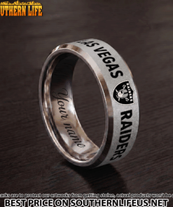 Alternative view of 09 Las Vegas Raiders Premium Tungsten Carbide Ring - Engraved custom name