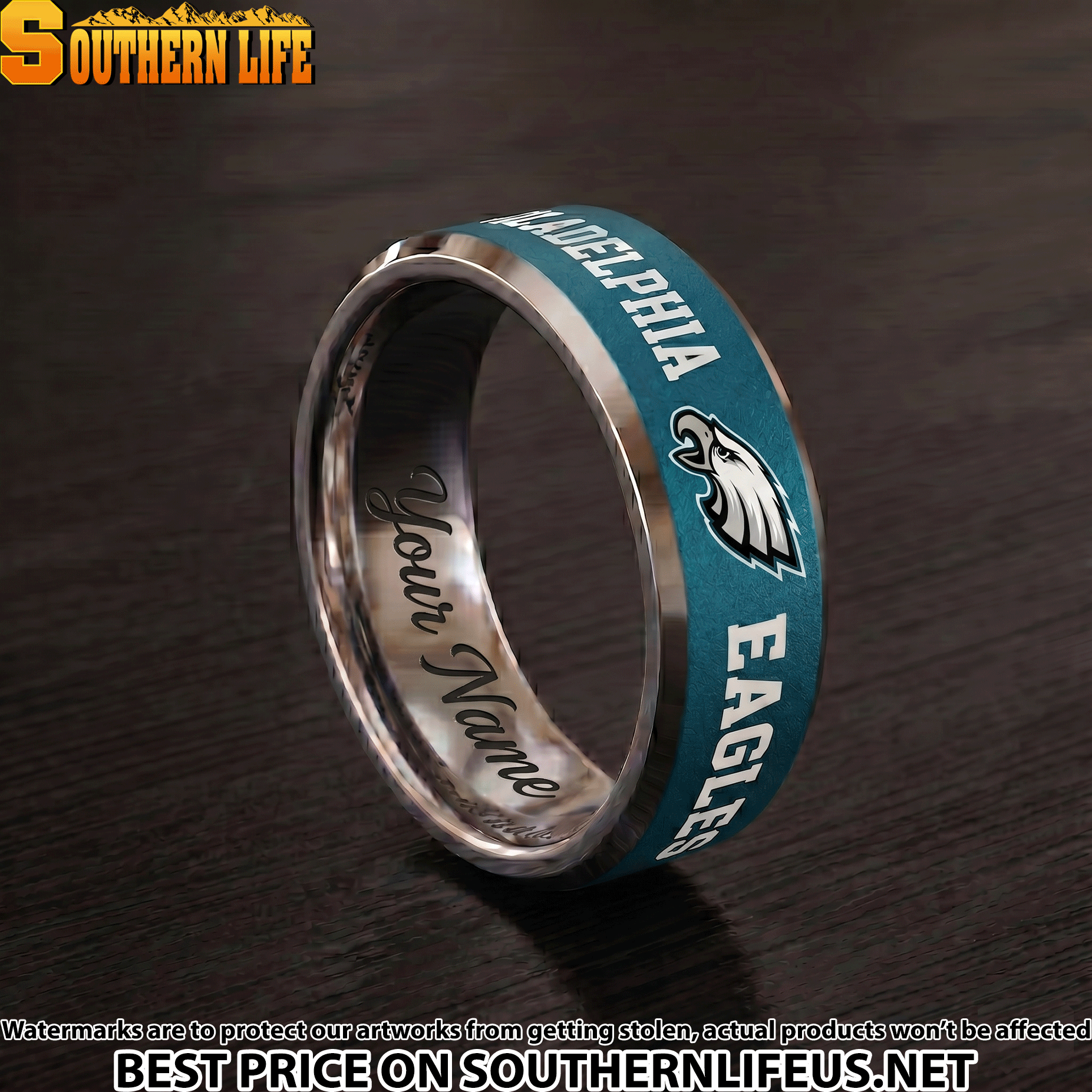 05 Philadelphia Eagles Premium Tungsten Carbide Ring - Engraved custom name - Image 2