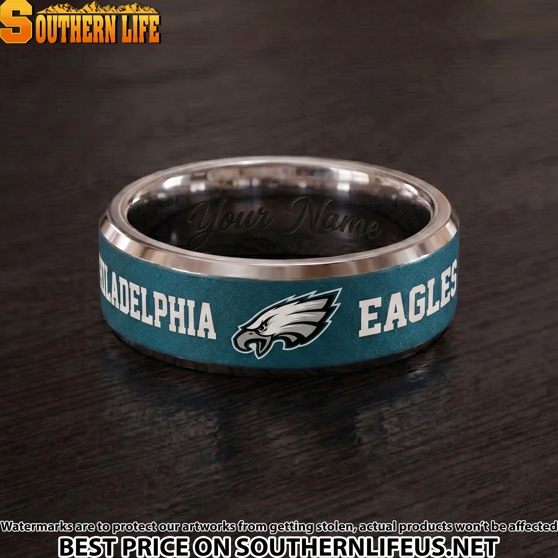 05 Philadelphia Eagles Premium Tungsten Carbide Ring - Engraved custom name