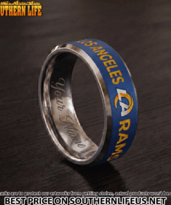 Alternative view of 26 Los Angeles Rams Premium Tungsten Carbide Ring - Engraved custom name