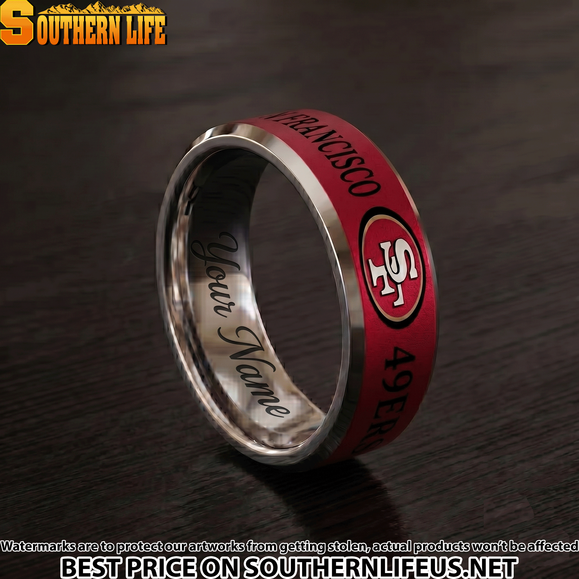 07 San Francisco 49ers Premium Tungsten Carbide Ring - Engraved custom name - Image 2