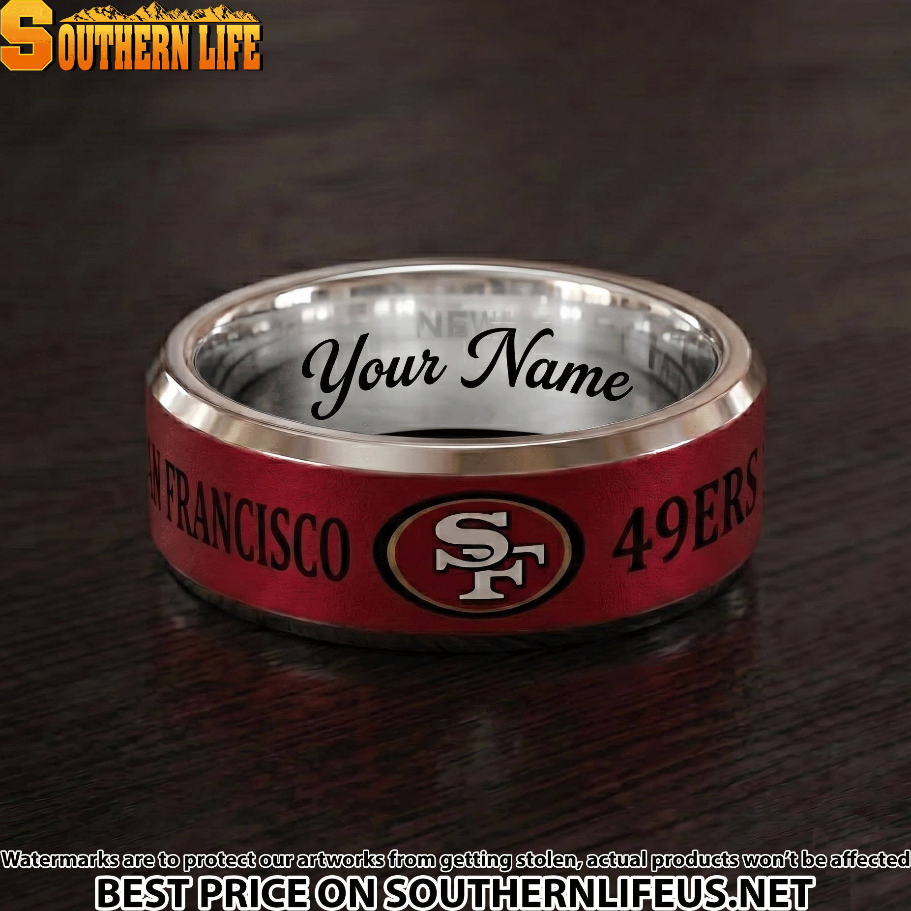 07 San Francisco 49ers Premium Tungsten Carbide Ring - Engraved custom name