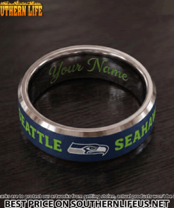 03 Seattle Seahawks Premium Tungsten Carbide Ring - Engraved custom name