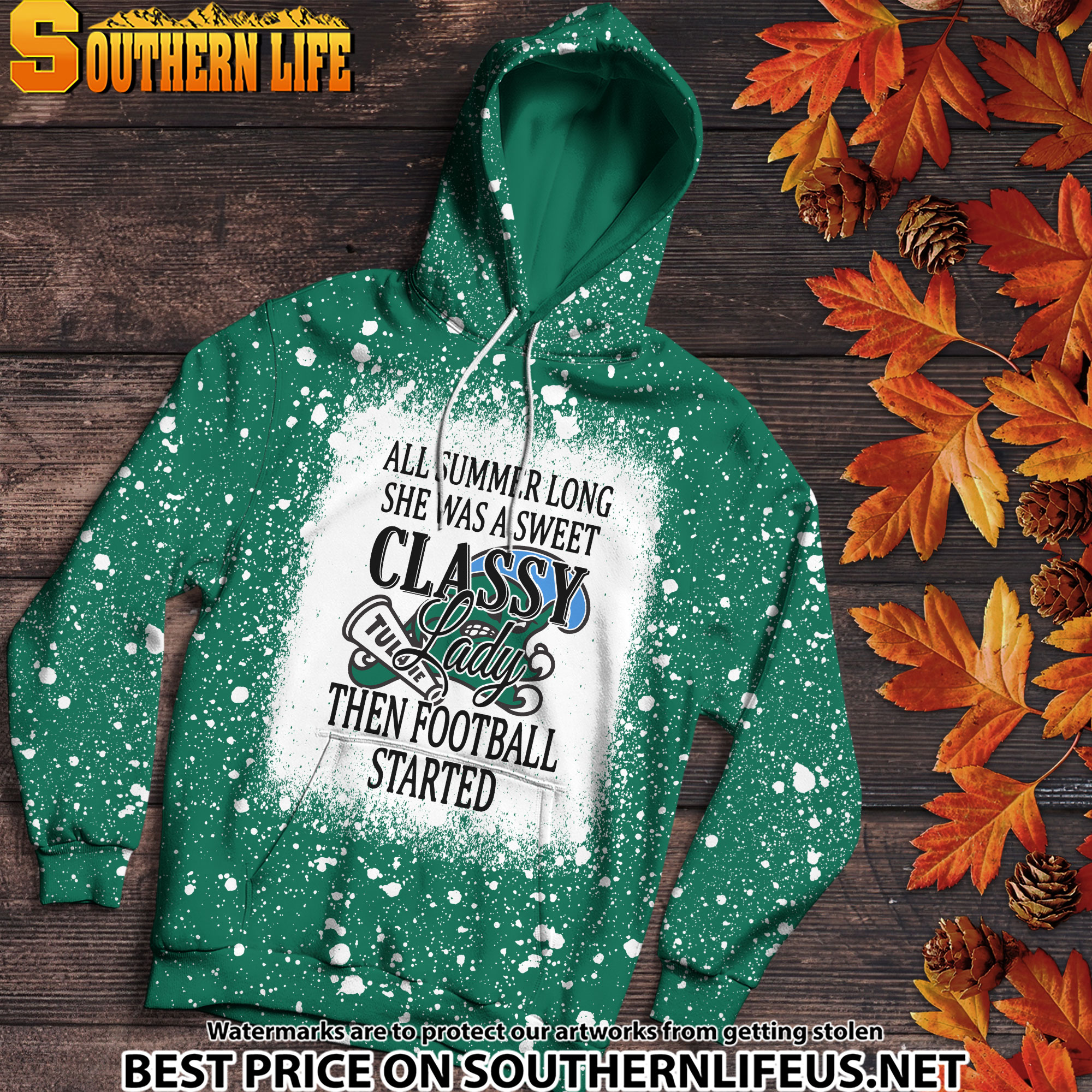 NCAA70 Tulane Green Wave Sweet And Classy Lady Bleached 3D Printed Hoodie, TShirt, Sweatshirt - Image 2