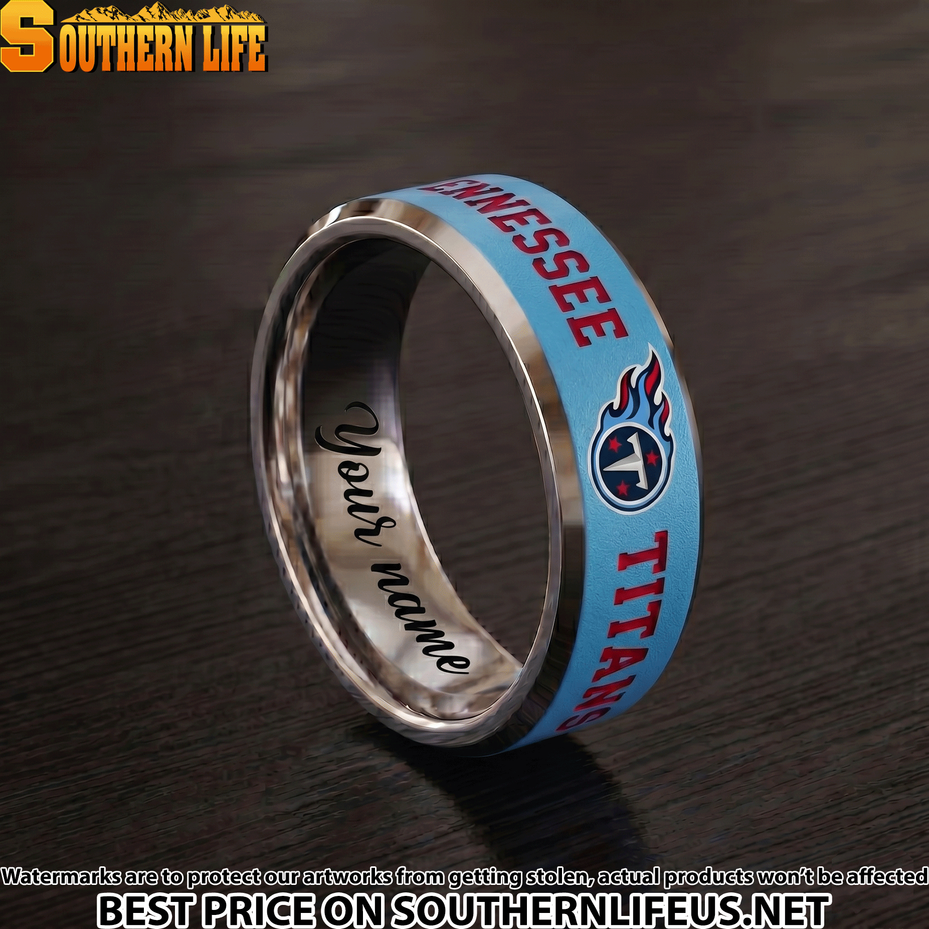 28 Tennessee Titans Premium Tungsten Carbide Ring - Engraved custom name - Image 2