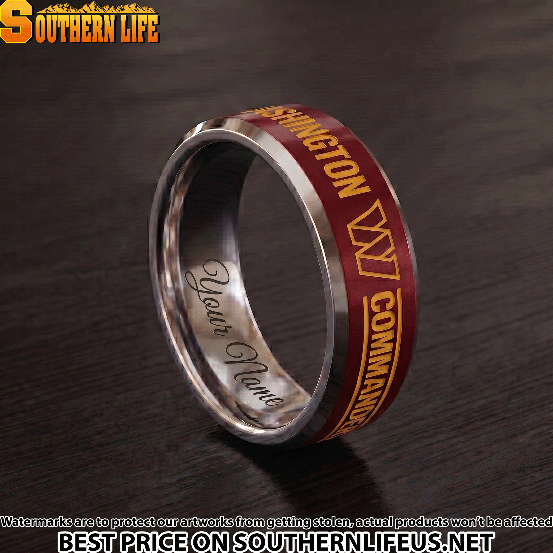 14 Washington Commanders Premium Tungsten Carbide Ring - Engraved custom name