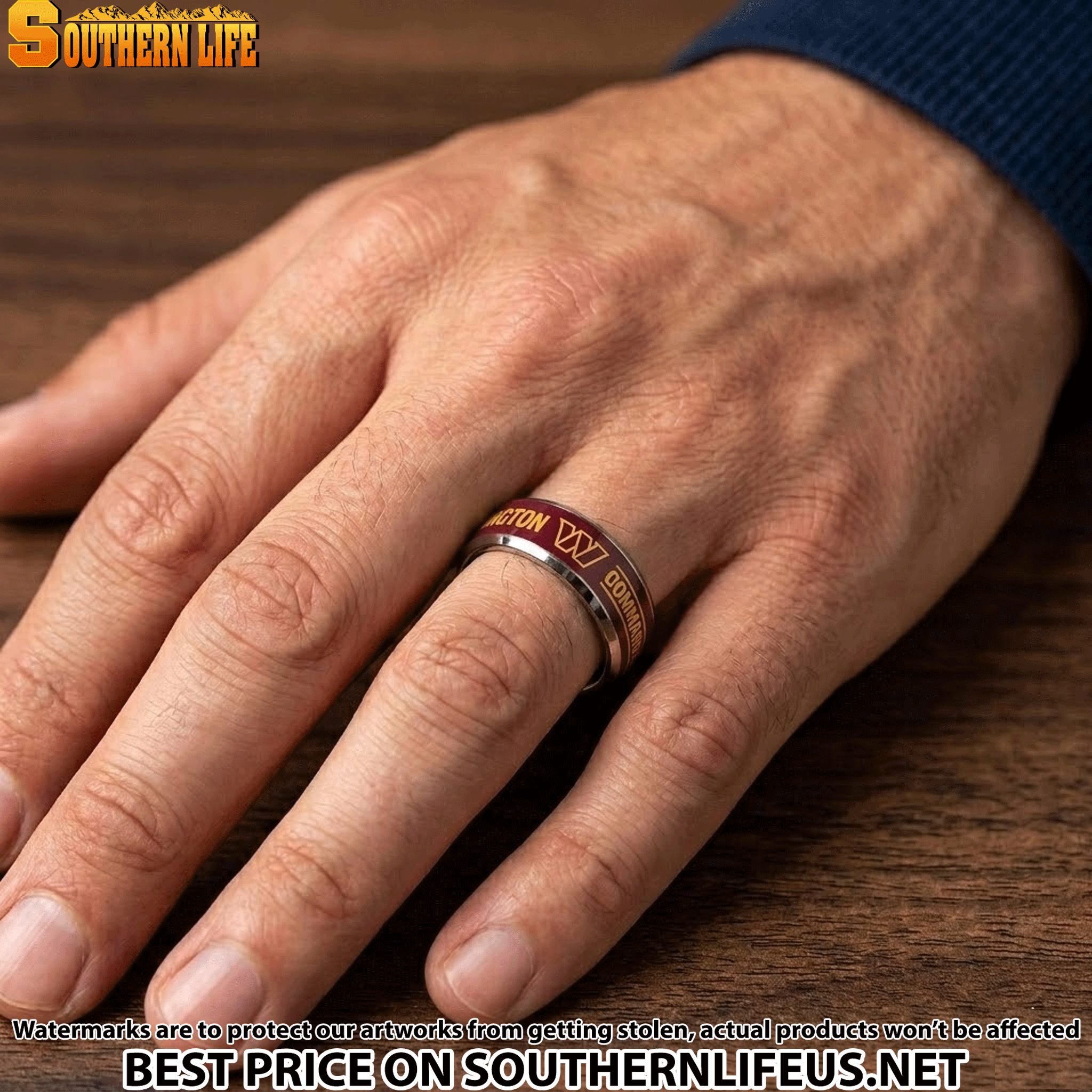 14 Washington Commanders Premium Tungsten Carbide Ring - Engraved custom name - Image 2