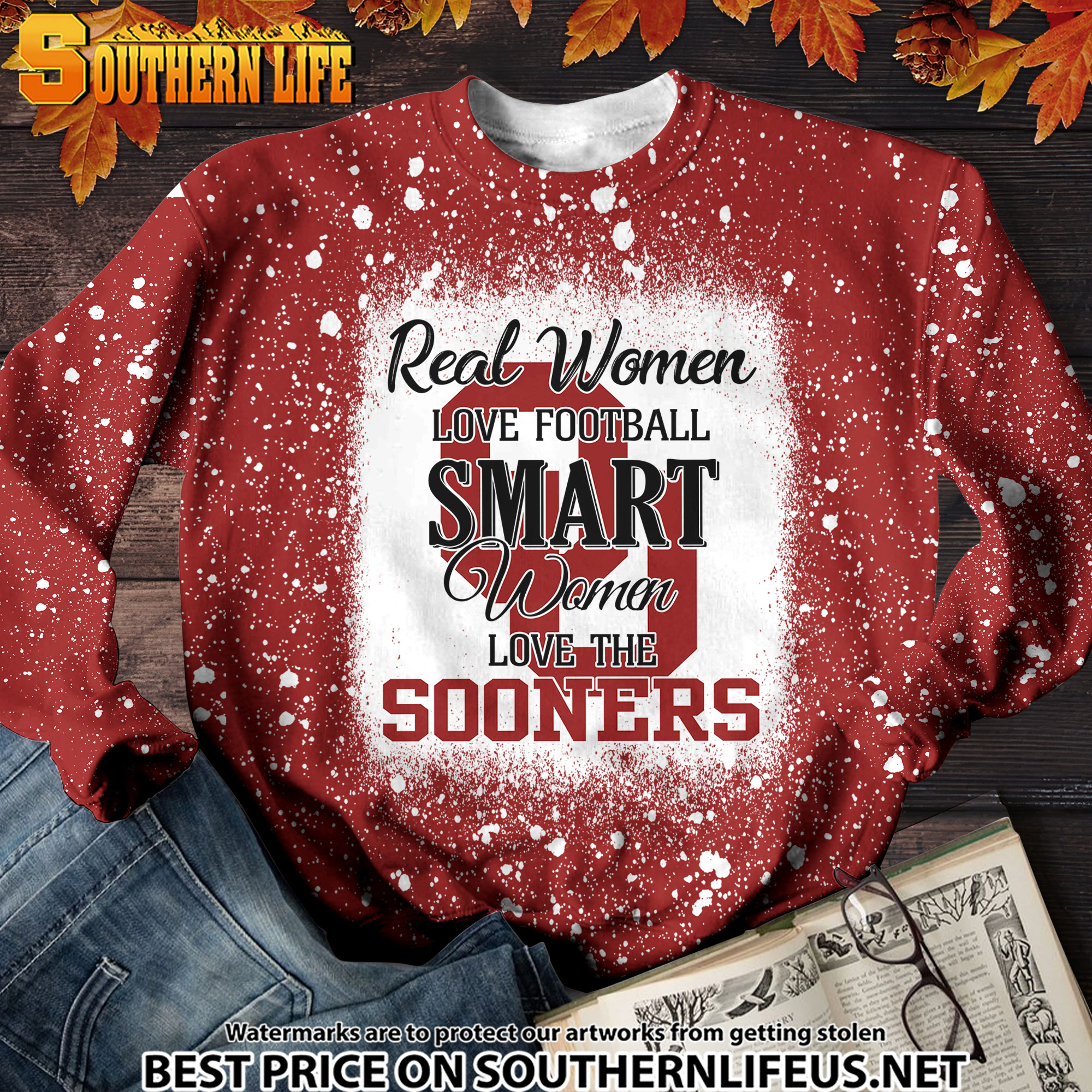 NCAA10 Real Women Love Football Smart Women Love Sooners Bleached 3D Printed Hoodie, TShirt, Sweatshirt - Image 3