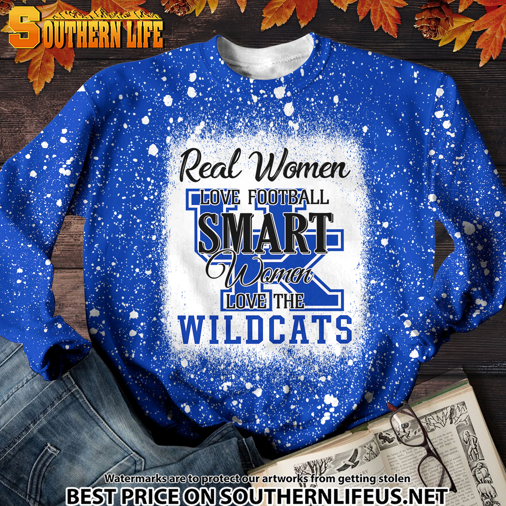 NCAA12 Real Women Love Football Smart Women Love Wildcats Bleached 3D Printed Hoodie, TShirt, Sweatshirt - Image 3