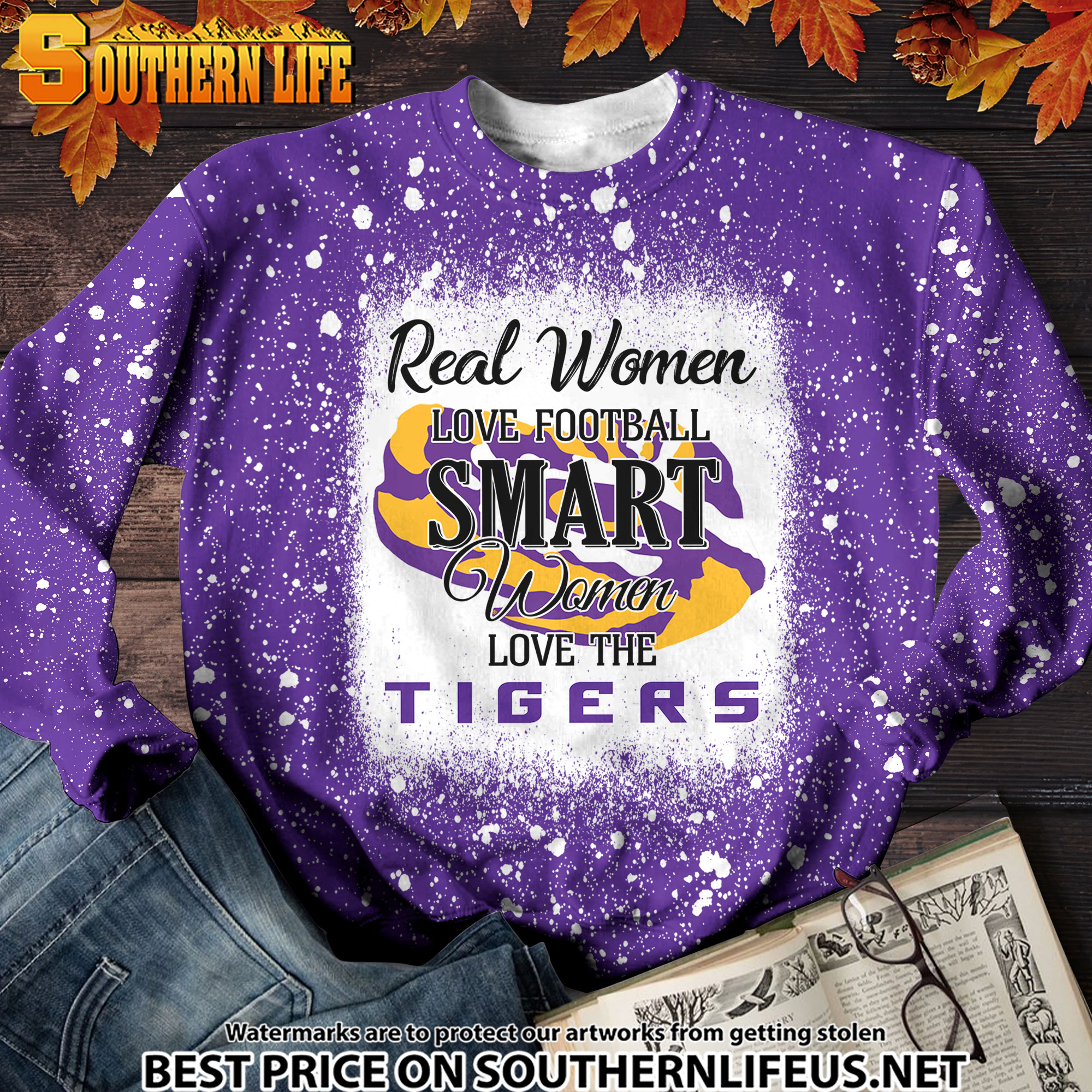 NCAA13 Real Women Love Football Smart Women Love LSU Tigers Bleached 3D Printed Hoodie, TShirt, Sweatshirt - Image 3
