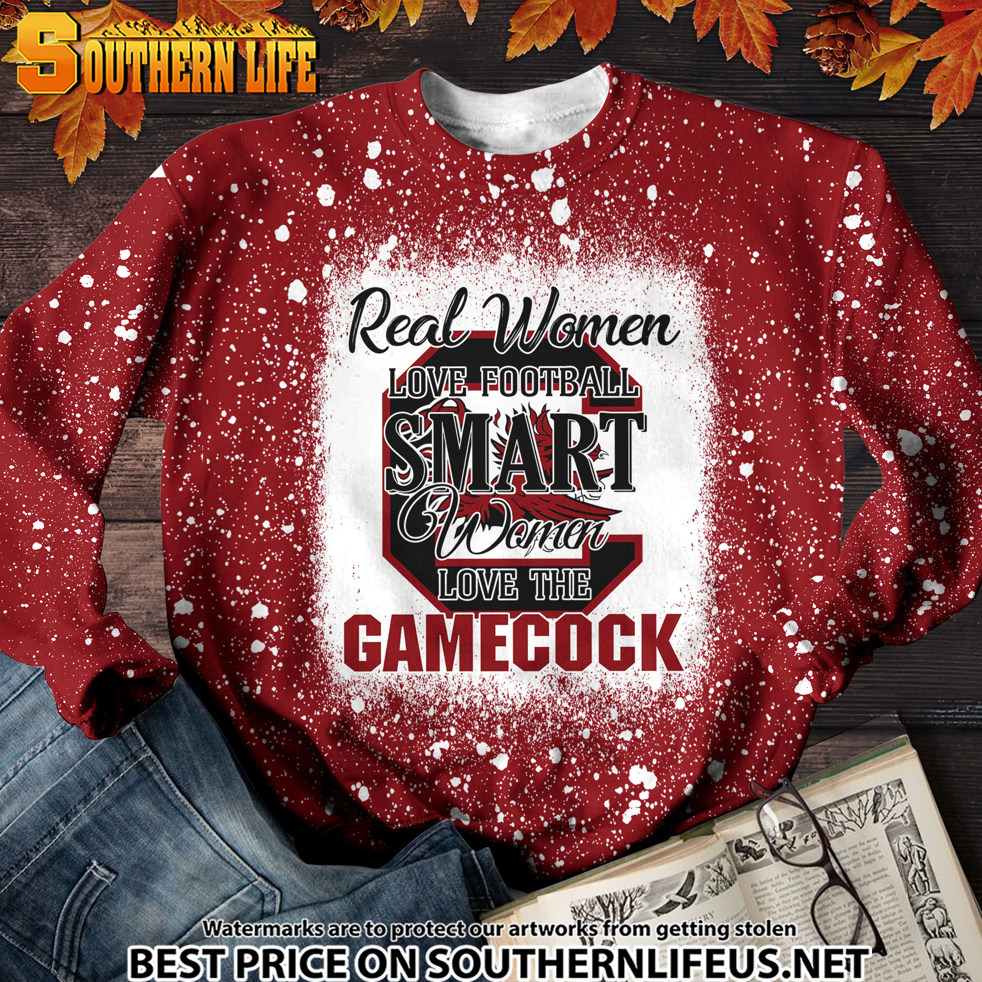 NCAA32 Real Women Love Football Smart Women Love Gamecocks Bleached 3D Printed Hoodie, TShirt, Sweatshirt - Image 3