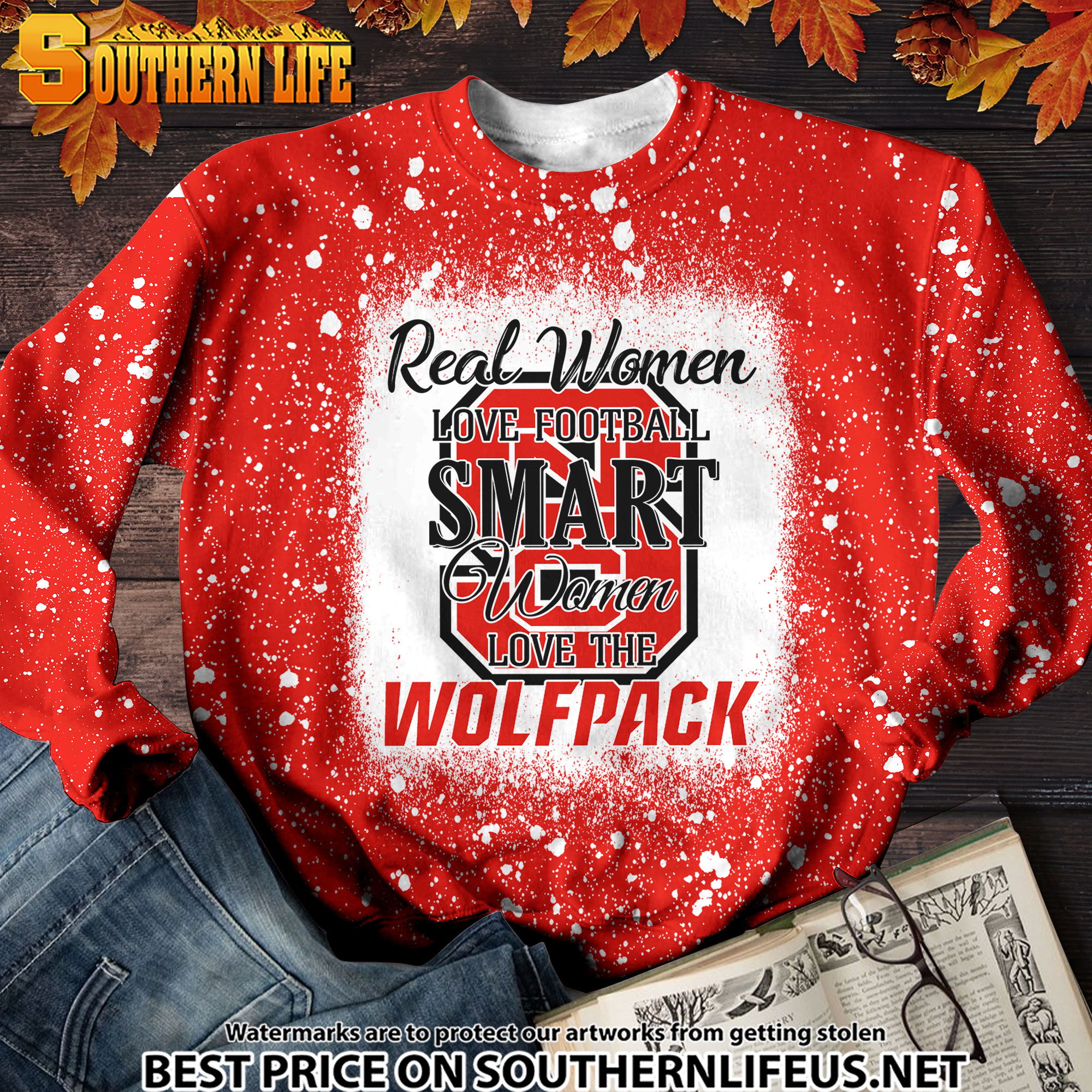 NCAA18 Real Women Love Football Smart Women Love Wolfpack Bleached 3D Printed Hoodie, TShirt, Sweatshirt - Image 3