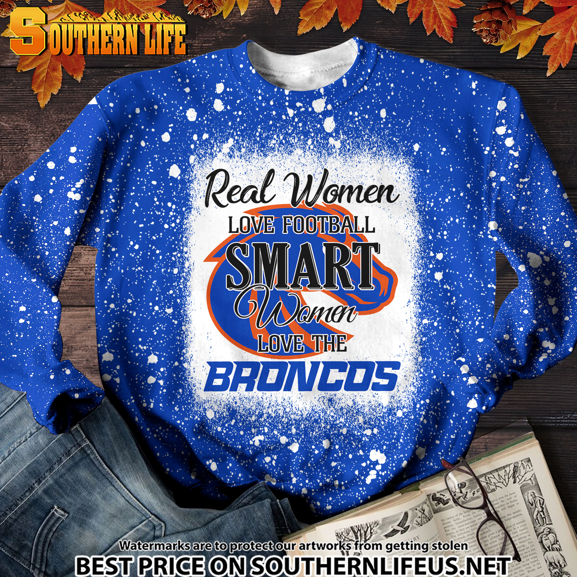 NCAA23 Real Women Love Football Smart Women Love Broncos Bleached 3D Printed Hoodie, TShirt, Sweatshirt - Image 3