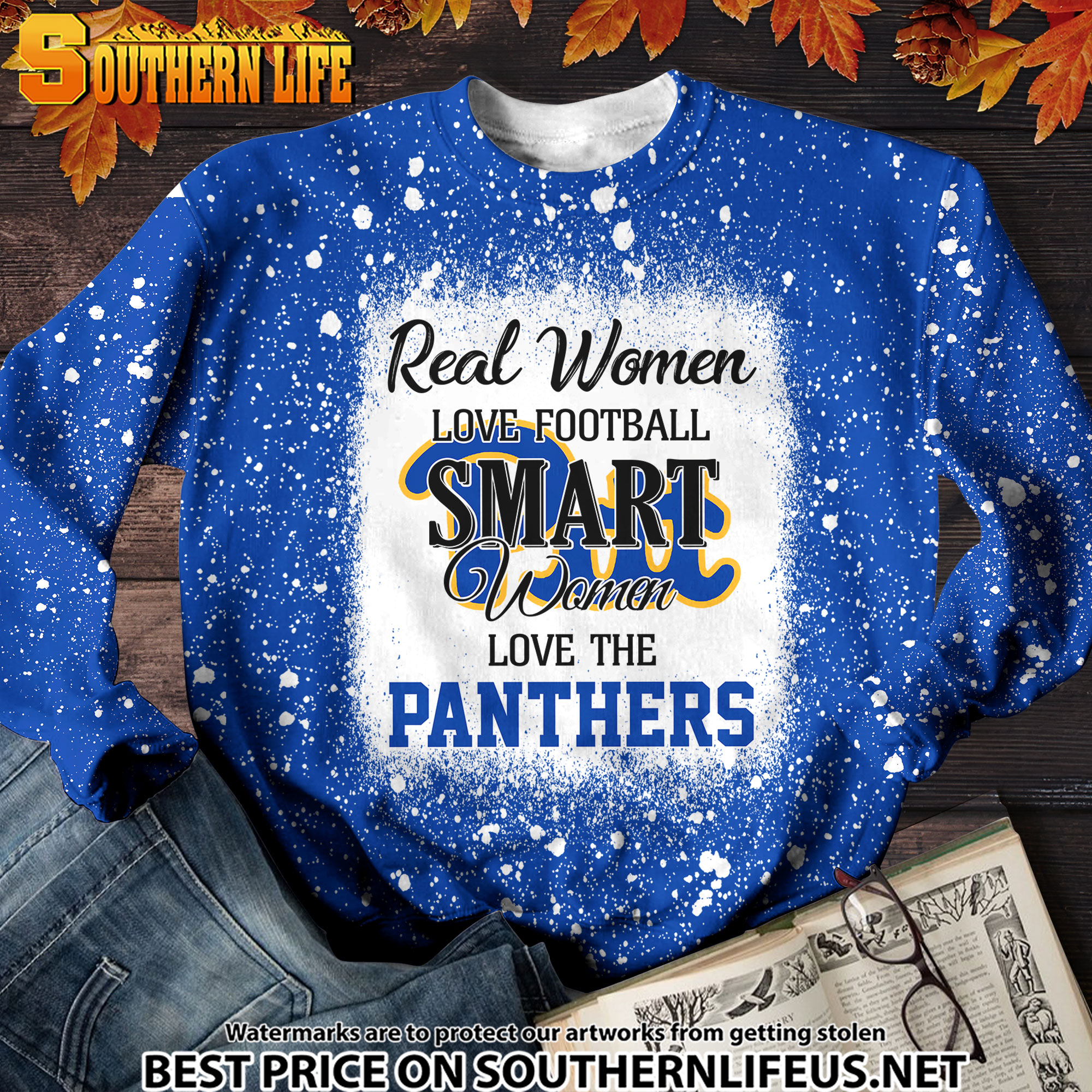 NCAA28 Real Women Love Football Smart Women Love Panthers Bleached 3D Printed Hoodie, TShirt, Sweatshirt - Image 3