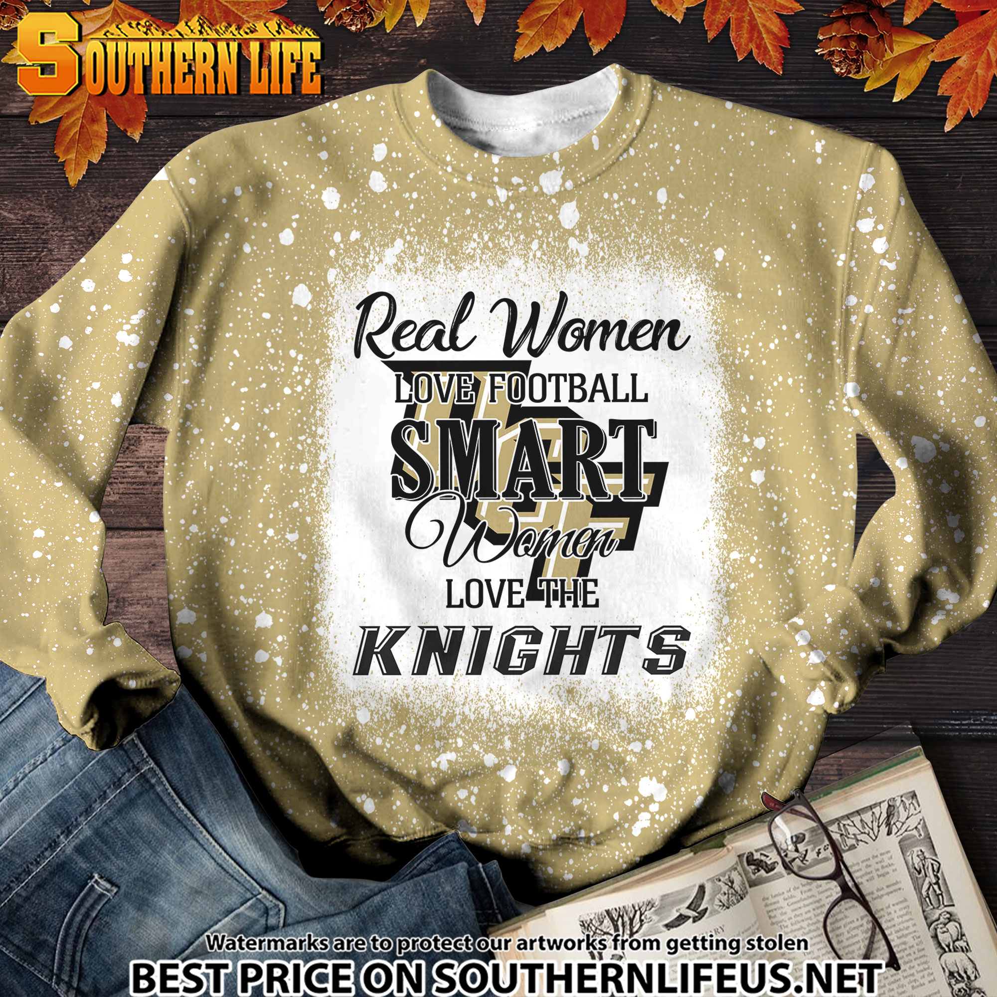 NCAA33 Real Women Love Football Smart Women Love Knights Bleached 3D Printed Hoodie, TShirt, Sweatshirt - Image 3