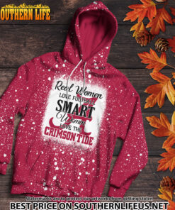 Alternative view of NCAA01 Real Women Love Football Smart Women Love Alabama Crimson Tide Bleached 3D Printed Hoodie, TShirt, Sweatshirt
