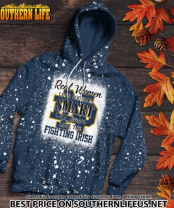 Alternative view of NCAA02 Real Women Love Football Smart Women Love Fighting Irish Bleached 3D Printed Hoodie, TShirt, Sweatshirt