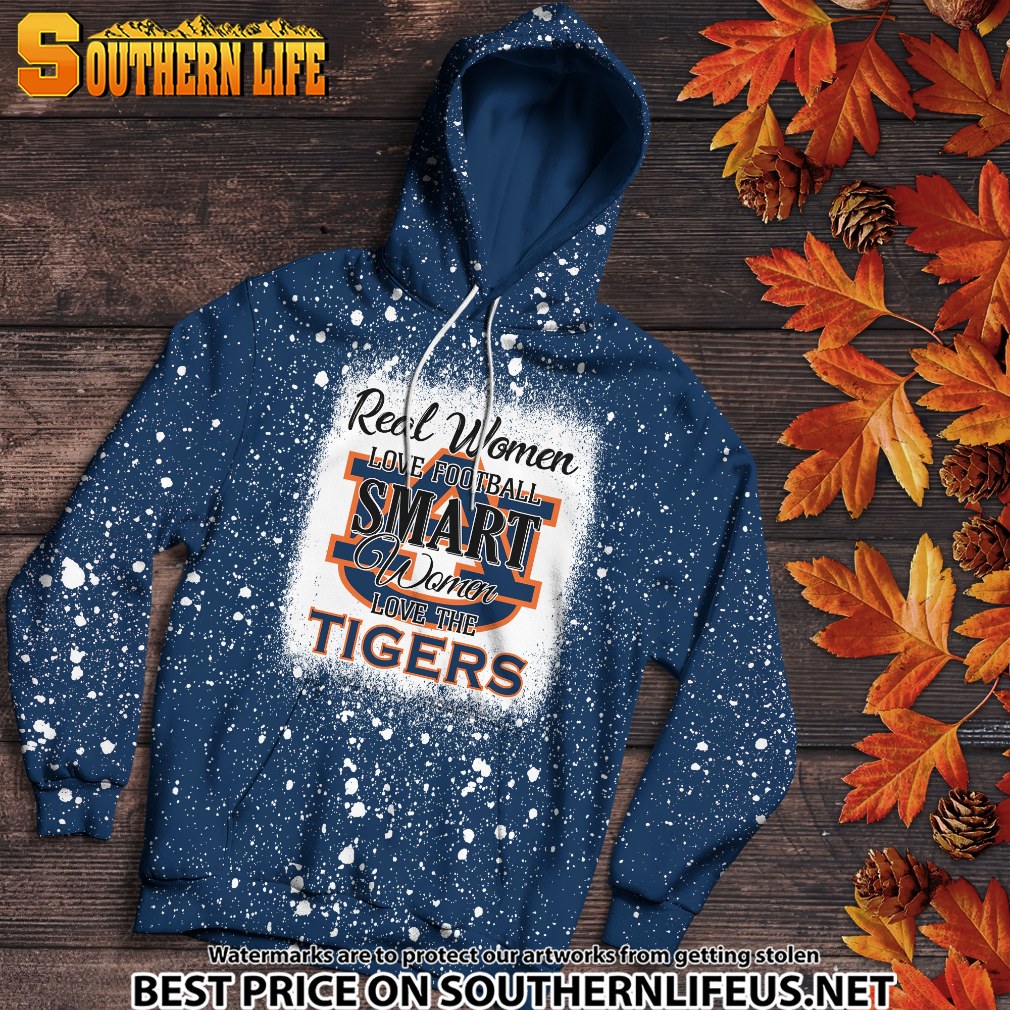NCAA03 Real Women Love Football Smart Women Love Tigers Bleached 3D Printed Hoodie, TShirt, Sweatshirt - Image 2