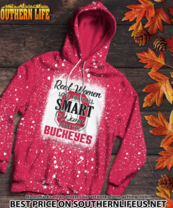 Alternative view of NCAA04 Real Women Love Football Smart Women Love Buckeyes Bleached 3D Printed Hoodie, TShirt, Sweatshirt