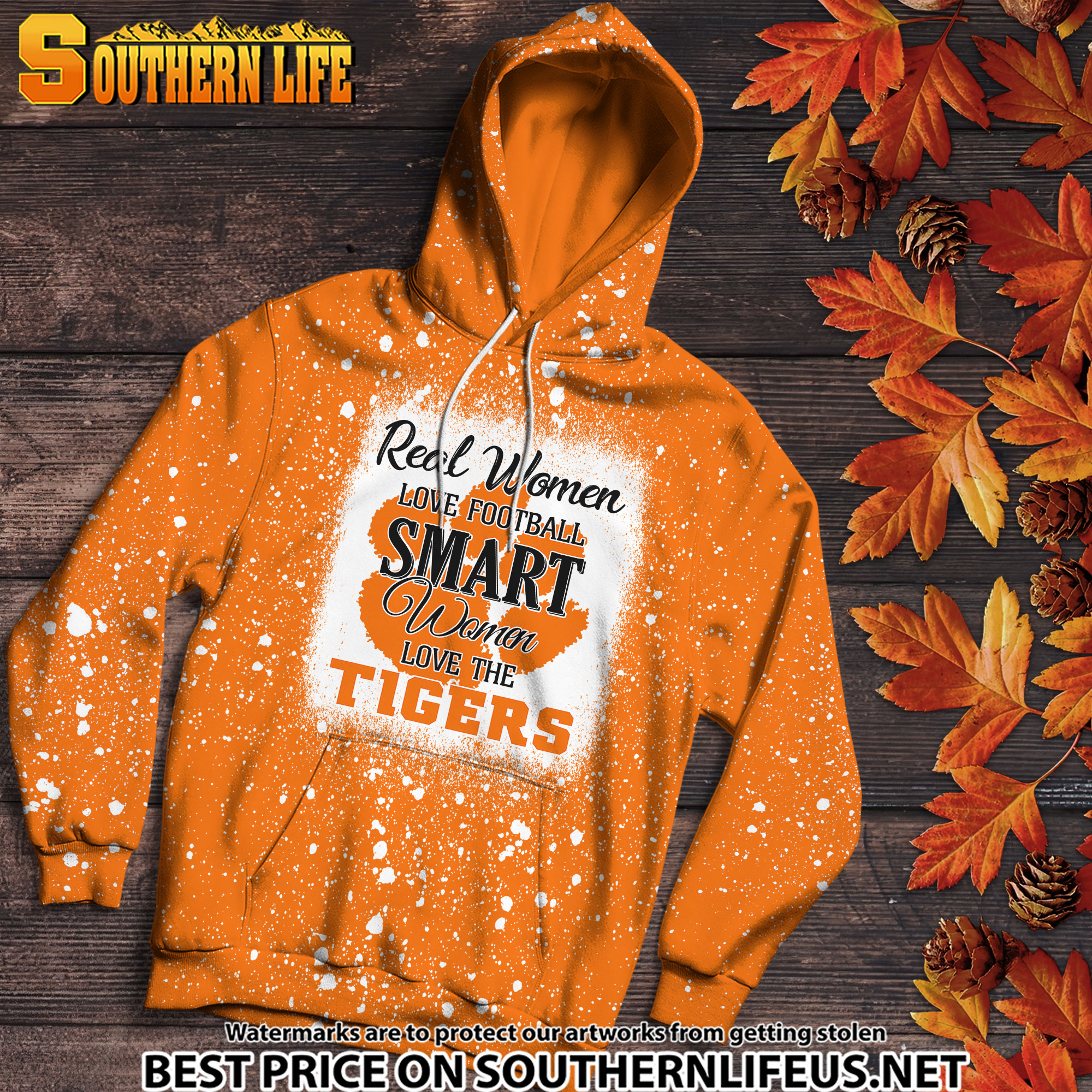 NCAA05 Real Women Love Football Smart Women Love Tigers Bleached 3D Printed Hoodie, TShirt, Sweatshirt - Image 2