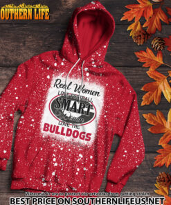 Alternative view of NCAA00 Real Women Love Football Smart Women Love Bulldogs Bleached 3D Printed Hoodie, TShirt, Sweatshirt