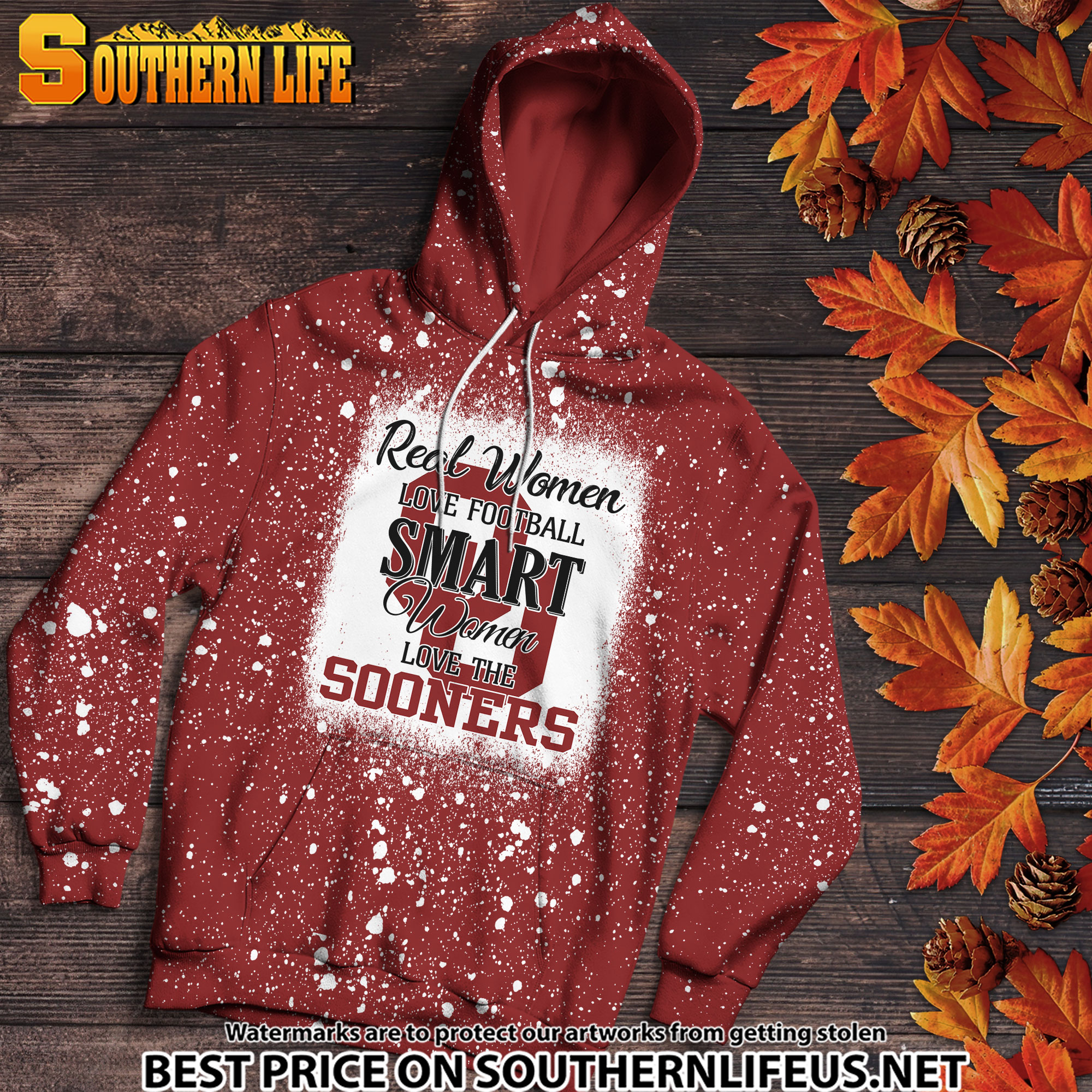 NCAA10 Real Women Love Football Smart Women Love Sooners Bleached 3D Printed Hoodie, TShirt, Sweatshirt - Image 2