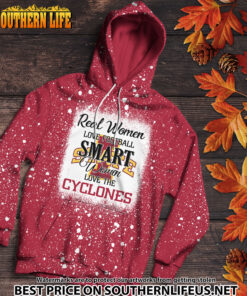 Alternative view of NCAA36 Real Women Love Football Smart Women Love Cyclones Bleached 3D Printed Hoodie, TShirt, Sweatshirt
