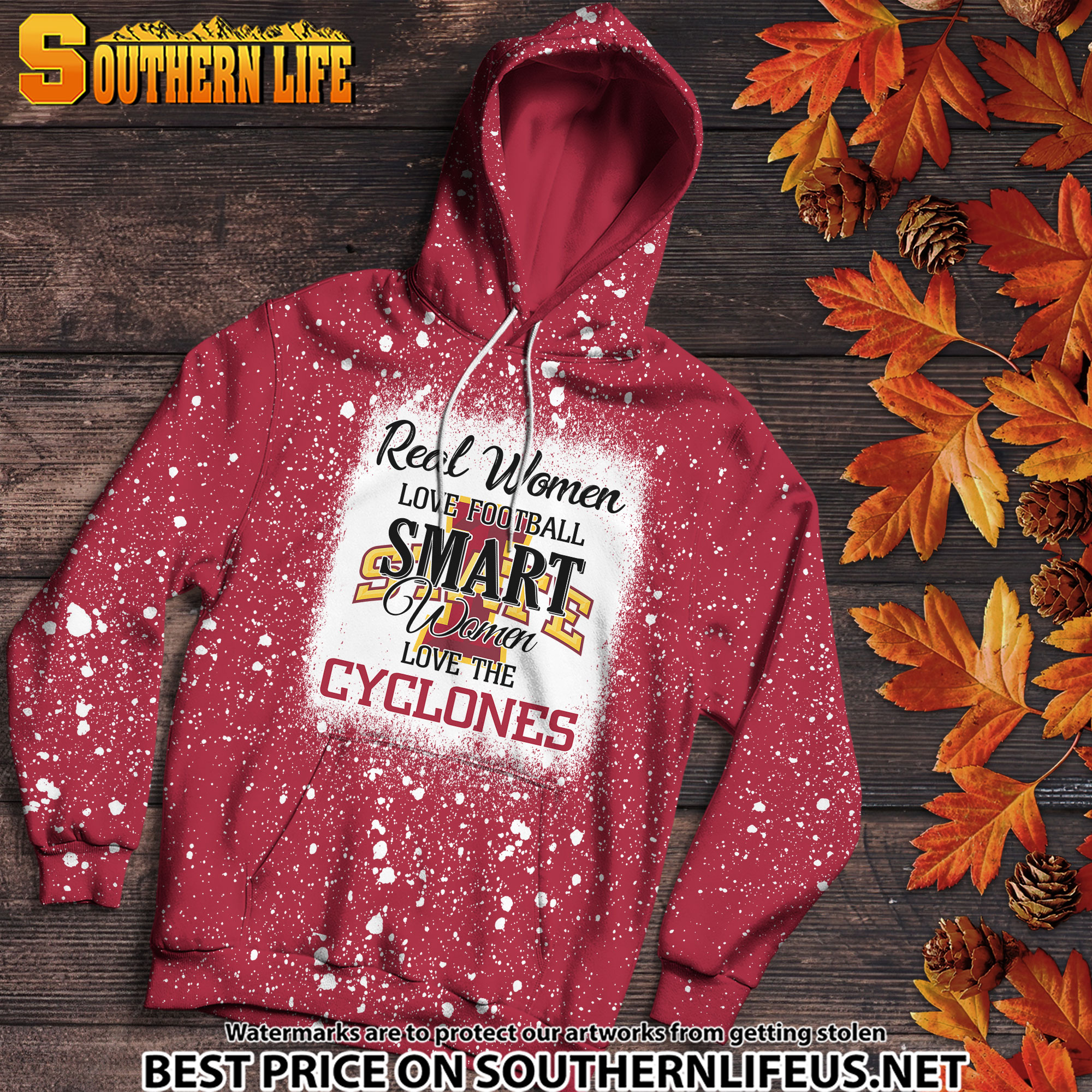 NCAA36 Real Women Love Football Smart Women Love Cyclones Bleached 3D Printed Hoodie, TShirt, Sweatshirt - Image 2