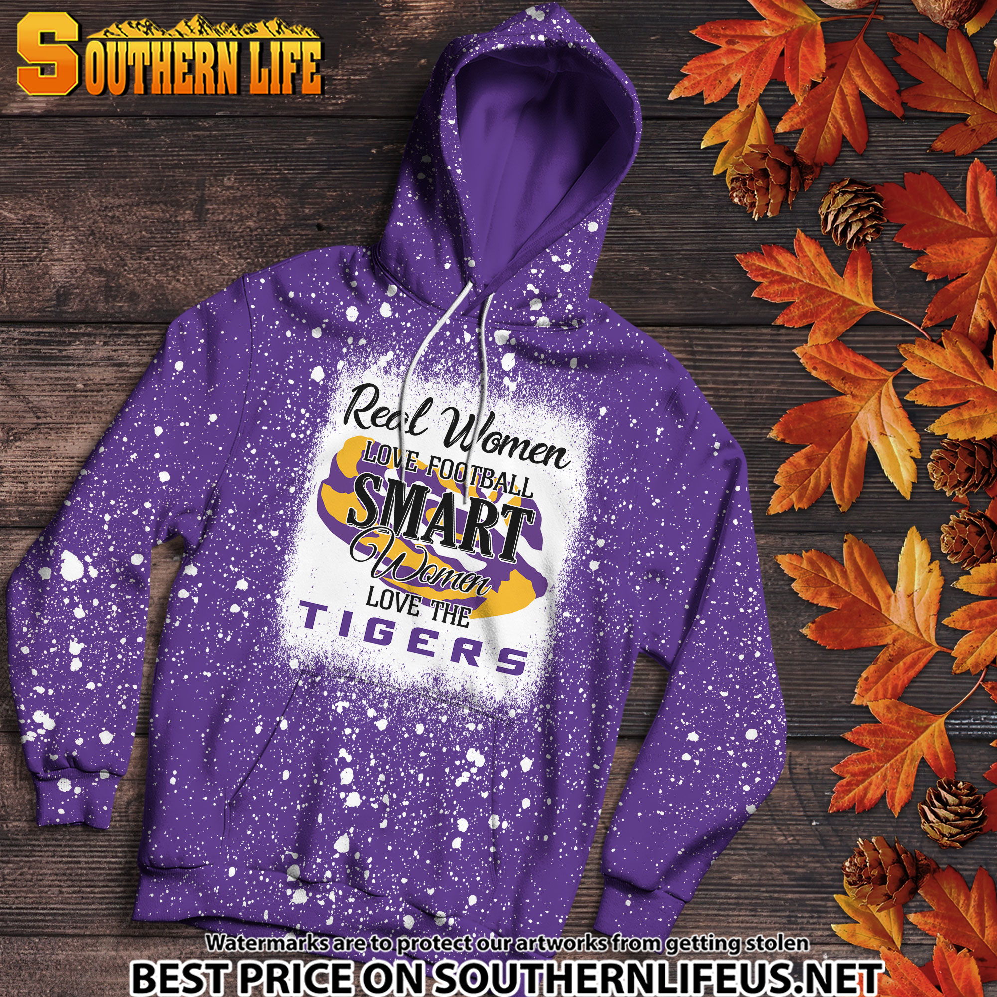 NCAA13 Real Women Love Football Smart Women Love LSU Tigers Bleached 3D Printed Hoodie, TShirt, Sweatshirt - Image 2